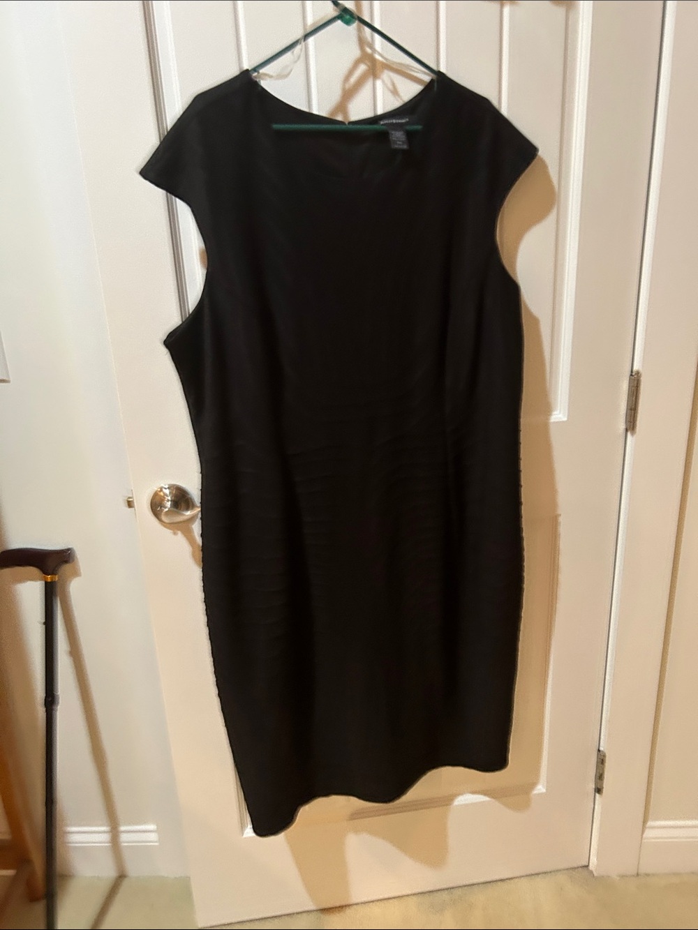 Ashley Stewart Black Cap-Sleeve Midi Sheath Dress